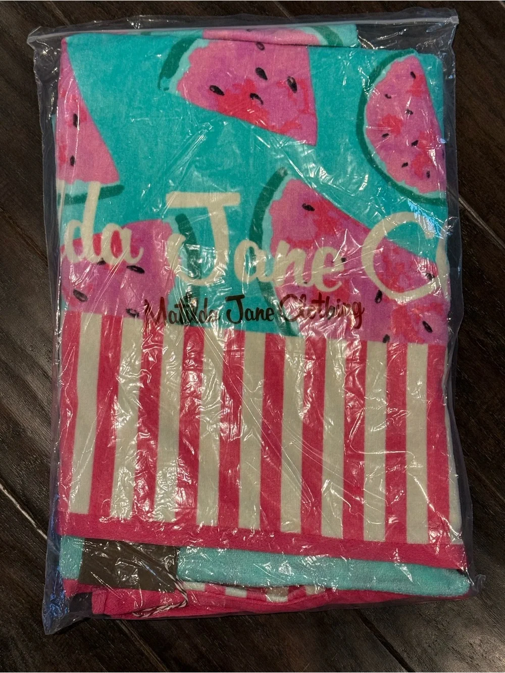 NWT Matilda Jane Kids' Watermelon Print Swim Towel - Pink & Aqua